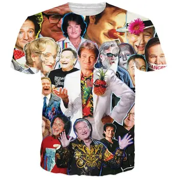 Visų žvaigždžių Koliažas Mados T-Shirt 3D Visi Per Atspausdintas Robin Williams / Jaden Smith 