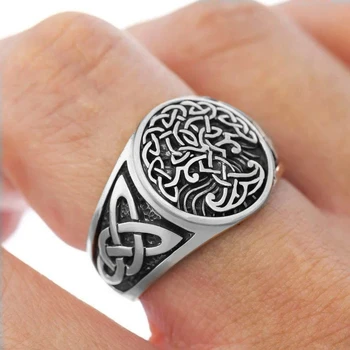 Vyrai Viking Nerūdijančio Plieno Gyvybės Medžio, Yggdrasil Celtics Knotwork Žiedas Amuletas Žiedai Šiaurės Papuošalai