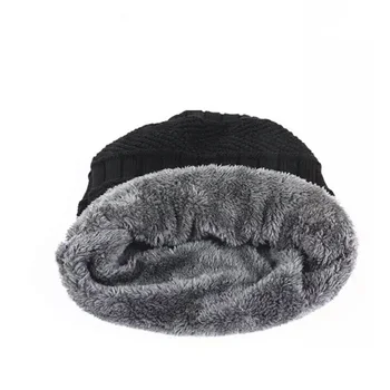 Vyrų žiemos skrybėlę, šaliką nustatyti vyrų šiltu vilnos megzti beanie kepurė su kaklo šilčiau Balaclava