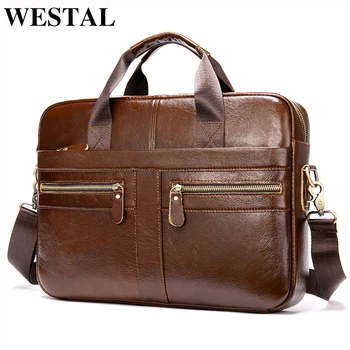 WESTAL vyrų portfelis rankinėje dizaineris maišą vyriški natūralios odos nešiojamas krepšys vyrų office krepšys vyrų verslo porte dokumentas 2099