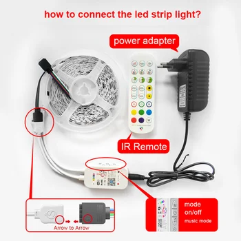 WIFI 5050 RGB LED Šviesos Juostelės 10M, 15M luces Vandeniui led Diodų Juosta 2835LED Juostelės Juostelės Adapteris LED žibintai Phone 