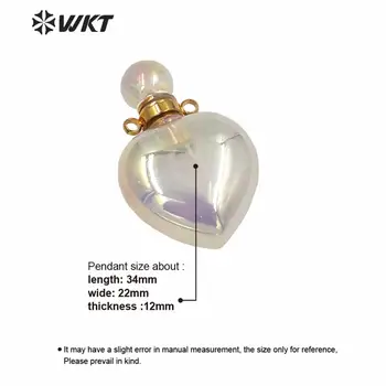 WT-P1595 Nuostabi WKT Išskirtinių spalvų gamtos AURA kvarco širdies formos akmens pakabukas mados širdies essencial aliejaus butelis pakabukas