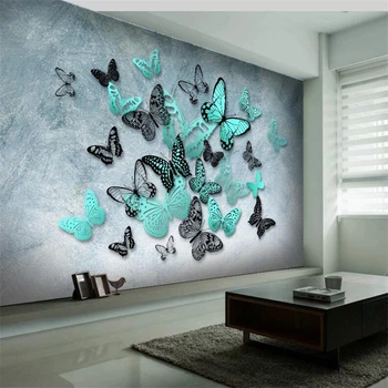 Wellyu Užsakymą tapetai ranka-dažytos 3D trimatis drugelis nostalgiškas fono sienos kambarį viešbutyje freskos фотообои