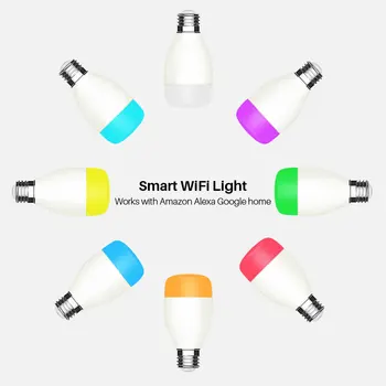 WiFi Smart LED Lemputė E27 7W Dimeris RGB Šviesos Lempos Suderinama Alexa 