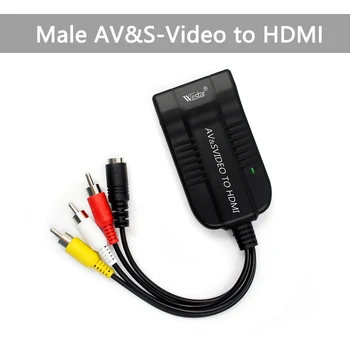 Wiistar Vyrų AV CVBS Moterų SVIDEO, kad Moterų HDMI Audio Video Converter 1080P Composite Adapteris, skirtas 