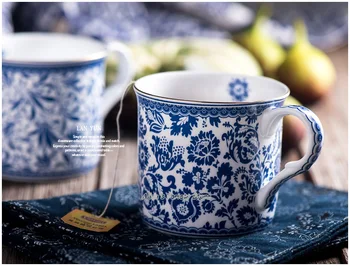 William Morris Venecijos Mėlyna Teacup Aukso Keramikos Puodelis Paauksuotas Porceliano Puodelis Kavos Puodelis Pieno Taurės gilding Taurės aukso apkalos Puodelis