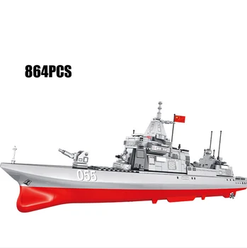 Ww2 Šiuolaikinių karinių Renhai-class Tipas 055 destroyer batisbricks pastato blokas su šviesos karinio jūrų laivyno duomenys modelis plytų žaislas dovana