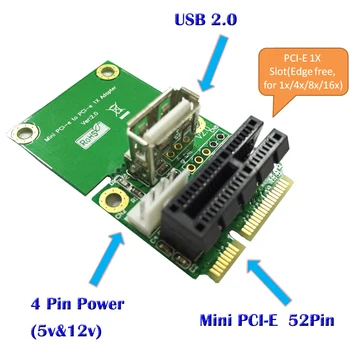 XT-XINTE PCI-E 1X (Pusė/Pilnas Mini PCI-E Adapteris Keitiklis mini PCIe Adapteris su 4Pin į SATA Maitinimo Kabelis WindowsXP/7/8/10
