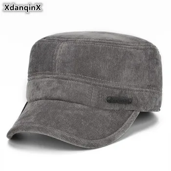 XdanqinX Žiemos Butas Bžūp Storas Šiltas Vyrų Armijos Karinė kepurė Su Ausų Cold-proof antifriziniai Earmuffs Kepurės vidutinio amžiaus Vyrai