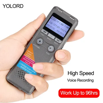 YOLORD Professional 8GB 1600mah Didelis Baterijos Diktofonas, Balso Garso Įrašymas Skaitmeninis LCD Ekranas Triukšmo Mažinimo USB