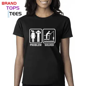 Įdomus dizainas Problema išspręsta žvejybos t marškinėliai moterims vyrai juokinga santuokos nutraukimo T-shirts vyras žmonos šeimos atžvilgiu marškinėlius camiseta