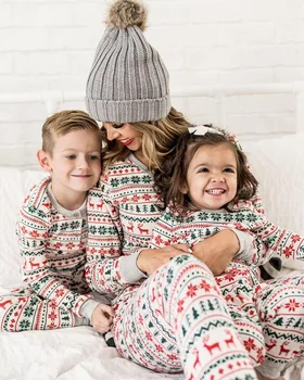 Šeimos Kalėdų Atitikimo Pižama Rinkiniai Mados Motina, Tėvas, Duktė Spausdinti Sleepwear Vaikai Mergina Didelis Sesuo, Drabužiai Kūdikiams Romper