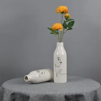 Šiaurės Ins Namų Dekoro Keramikos Vaza Gėlėms Žmogaus Veidą, Dizainas, Apdaila, Namų Vaza Prabanga Puodą Džiovintų Gėlių Balta Vaza
