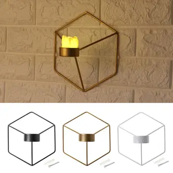 Šiaurės Stiliaus 3D Geometrinis Žvakidė Metalinė Sienos Žvakių Laikiklis Sconce Namų Dekoro K9FB
