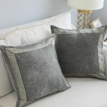 Šiaurės klasikinis siuvinėjimo mėginio kambarys pagalvę pilka siuvinėjimo pagalvę aksomo namų minkštas įrengimo modelis kambarys pagalvėlė
