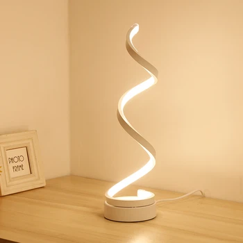 Šiuolaikinių LED Spiralės Stalo Lempos Lenktas Stalas Naktiniai staleliai, Lempa šaltai Balta Šiltai Balta Šviesos Gyvenamasis Kambarys Miegamasis Skaitymo Šviesa