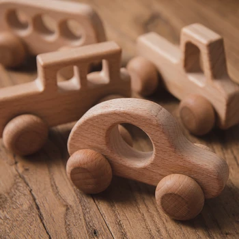 Žaislai Buko Medinių Blokų, Mediniai Automobilių Animacinių Filmų Švietimo Montessori Žaislai Vaikams Kramtyti Kūdikio Gimtadienio Dovana Produktus