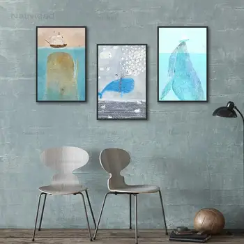 Žiaurus banginis ryklių, jūros klasikinę animaciją Paveikslai Tapyba Sienos Meno mielas pingvinas, plakatų ir grafikos namų puošybai