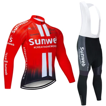 Žiemos 2020 Sunweb KOMANDA DVIRAČIŲ Džersis 20D dviratį kelnes nustatyti Ropa Ciclismo MENS šilumos vilnos pro DVIRAČIŲ džersis Maillot dėvėti