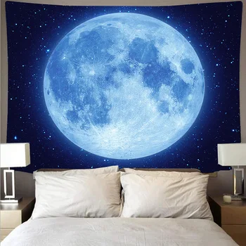 žvaigždėtas mėnulis gobelenas sienos meno miegamojo puošmena tapetes siena antklodė psychodelic sienos audinys