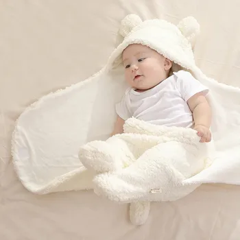 (0-6M) Žiemos kūdikių mados atsitiktinis medvilnės šiltas animacinių filmų ėriukų kašmyras miegmaišį antklodė kombinezoną (kojų), antklodė, fotografija F4*