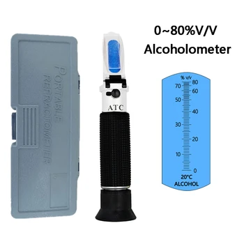 0-80%V/V Alkoholio Refraktometru Alcoholometer Alkoholio Kiekį Priemonės Koncentracijos Detektorius Spiritą, Gėrimas Alaus Refraktometru