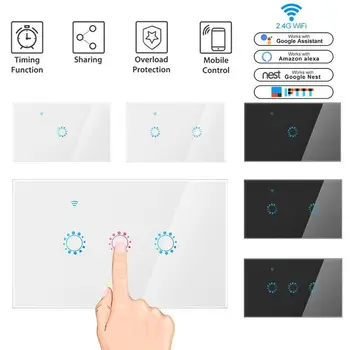 1 2 3 Gauja MUMS WiFi Smart Switch Tuya Stiklo Touch Panel Sienos Jungiklis, Belaidis Valdymo Alexa 