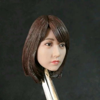 1/6 Moterų Ruda korėjos aktorė trumpų plaukų Azijos grožio mergina, galvos skulptūra, skirta 12inches femal įstaiga