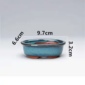 1* 9.7*6.6*3.2 cm Ovalo formos Kinijos Bonsai Puodą Mėlyna Glazūra, Patalpų/Balkonas Sodinti