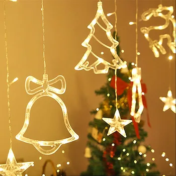 1 Nustatykite, Fėja, Kalėdų Žiburiai Kalėdų Medžio Bell Elnias Star LED Styginių Šviesos Kalėdų, Naujųjų Metų Šaliai Užuolaidų Kabinti Lauko Dekoras