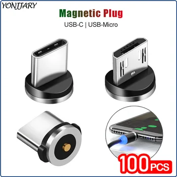 100vnt Didmeninė Apvalus Magnetinis Kištukas Micro USB C Tipo Greito Įkrovimo Adapteris, skirtas 