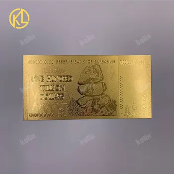 10VNT/daug Zimbabvė 100 Trilijonų Aukso Dolerių Gryno Aukso 999999 Pinigų Valiutos Vekselis Kolekcija