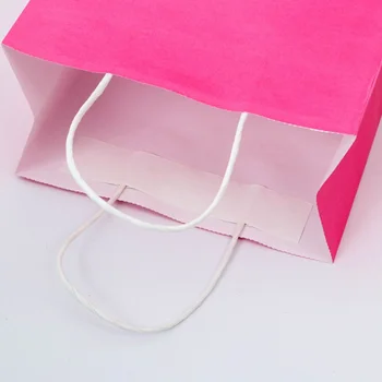10VNT/daug ryškiai rožinės spalvos Kraft popieriaus maišelį su rankena audinio maišelis Daugiafunkcį Mados dovanų popieriaus, Pirkinių maišelių 27x21x11cm
