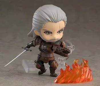 10cm Q Versija Witcher-ed 3 Lėlė Laukinių Medžioti 907 Geralt Iš Rivia Veiksmų Skaičiai Baltas Vilkas Geralt PVC Modelis Žaislai