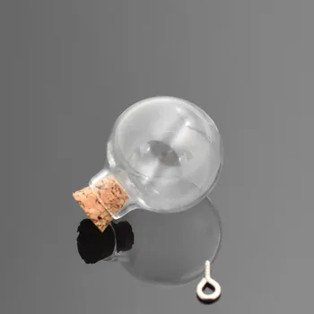 10pieces 24mm Noras stiklo Butelis pakabukas su kamštienos Kvepalai eterinio aliejaus buteliuką stiklo kamuolys orb pakabukai radiniai juvelyrika priėmimo