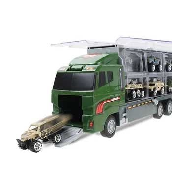 11pcs/set 2in 1 Off-Road Transporto priemonė Mini Karinio transporto Diecast CarrierTruck Modelis Žaislinės Transporto priemonės su Katapultavimosi & Carry Funkcija
