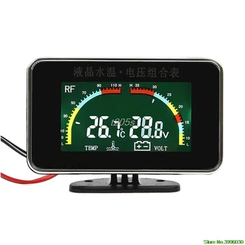 12-24V Automobiliu 2in1 LCD Skaitmeninis Ekranas Voltmeter Rinkiniai Daviklis Vandens Temperatūros Matuoklis