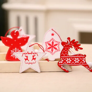 12pcs Naujas produktas Kalėdų medinis pakabukas papuošalų, medinių amatų vaikų žaislų rinkinys Kalėdų ornamentu medžio ornamentais dovana
