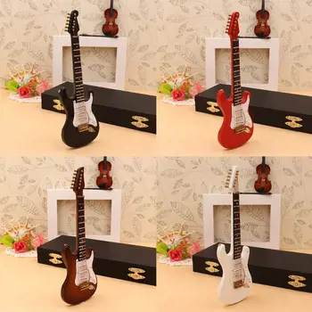 14cm Mini elektrine Gitara Modelio Miniatiūra Guitarra Replika Dovana su Byla Stovas NAUJAS