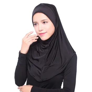 1PCS Moterų Black Ninja Underscarf Kepurės Momentinių Galvos Skara Musulmonišką Hidžabą Islamo Jersey Turbaną Pilnas draudimas Vidinės Dangos 72*72 CM