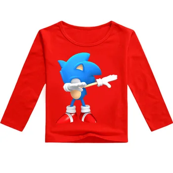 2-16Y Mados Anime Sonic The Hedgehog Marškinėliai Vaikams, Cartoon Drabužiai, Kūdikių Mergaitės, Apranga Vaikams, Cartoon Berniukams ilgomis Rankovėmis Viršūnes