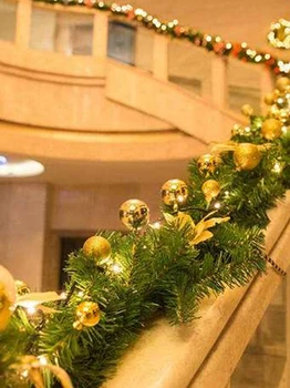 2.7 m Kalėdinė Girlianda Modeliavimas Žalia Rotango Su LED Šviesos Kalėdos Šalis Kabinti Ornamentu Šalis, Kalėdų Dekoracijos namams