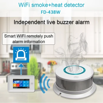 2-in-1 Smart Wireless WIFI+APP Gaisro Dūmų ir Temperatūros Jutiklis Belaidis Dūmų Temperatūros Jutiklis pradžia Saugumo, Signalizacijos Sistemos