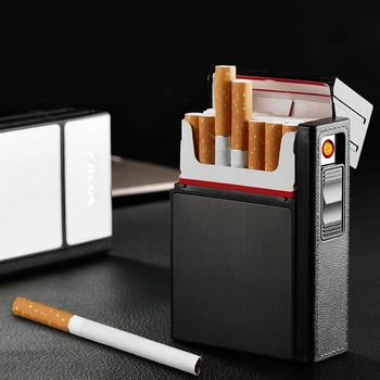 20 lazdos dėmesio cigarečių atveju, USB įkrovimas cigarečių atveju su cigarečių žiebtuvėlis