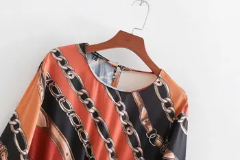 2018 m. moteris derliaus, o kaklo grandinės spausdinti midi suknelė office lady atsitiktinis slim plisuotos vestidos prašmatnus lankas susieta varčias suknelės DS1360