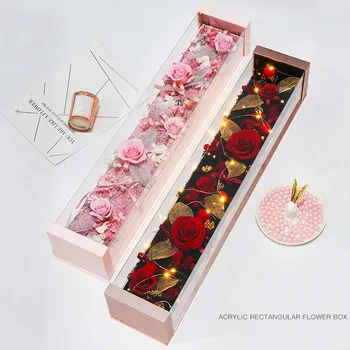 2019 Naujas Akrilas Skaidri Aišku, Gėlių Dėžės Floristas Kibirai Su Dangčiais Dovanų Pakavimo Dėžutės 11x10x61cm Gėlių Puokštė Turėtojas