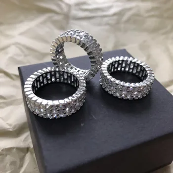 2019 Naują Žiedą ins Sprogstamųjų Cirkonis Plataus Veido Žiedas Super Spindi Žiedas bague anillos mujer anel aneis anelli Moterų žiedas bisuteria