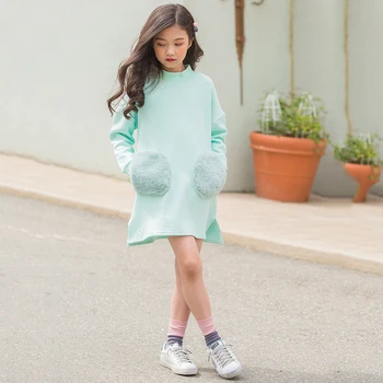 2020 Korėjos Saldus Paauglių Mergaičių Suknelė, Kietas Tirštėti Vaikų Mergaičių Suknelės, Šaliai, Mada Vaikams, Rudenį Žieminiai Drabužiai, Mergaitėms, #1114
