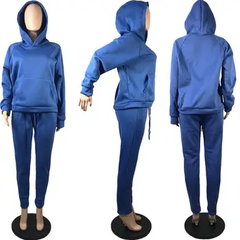 2020 M. Žiemos Dviejų Dalių Rinkinys Moterims Vilnos Long Sleeve Top Hoodie Palaidinės Sweatpants Kelnes Bėgiojimas Femme Hoodies Sportiniai Kostiumai