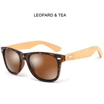 2020 Mados Leopard akinius Medienos Akiniai nuo saulės Vyrams, Moterims Su Plastikinis Rėmas Bambuko Medinės Ginklų Stiklo